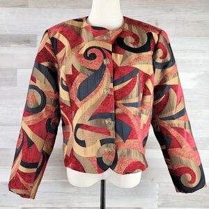 Vintage WRAPS Red, Gold Button Blazer Jacket Women’s Size Large USA Made